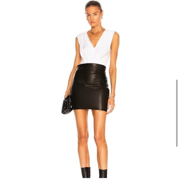 NWT RtA Jovenna V-Neck Pleated Bodysuit in White XXSmall - Picture 4 of 8